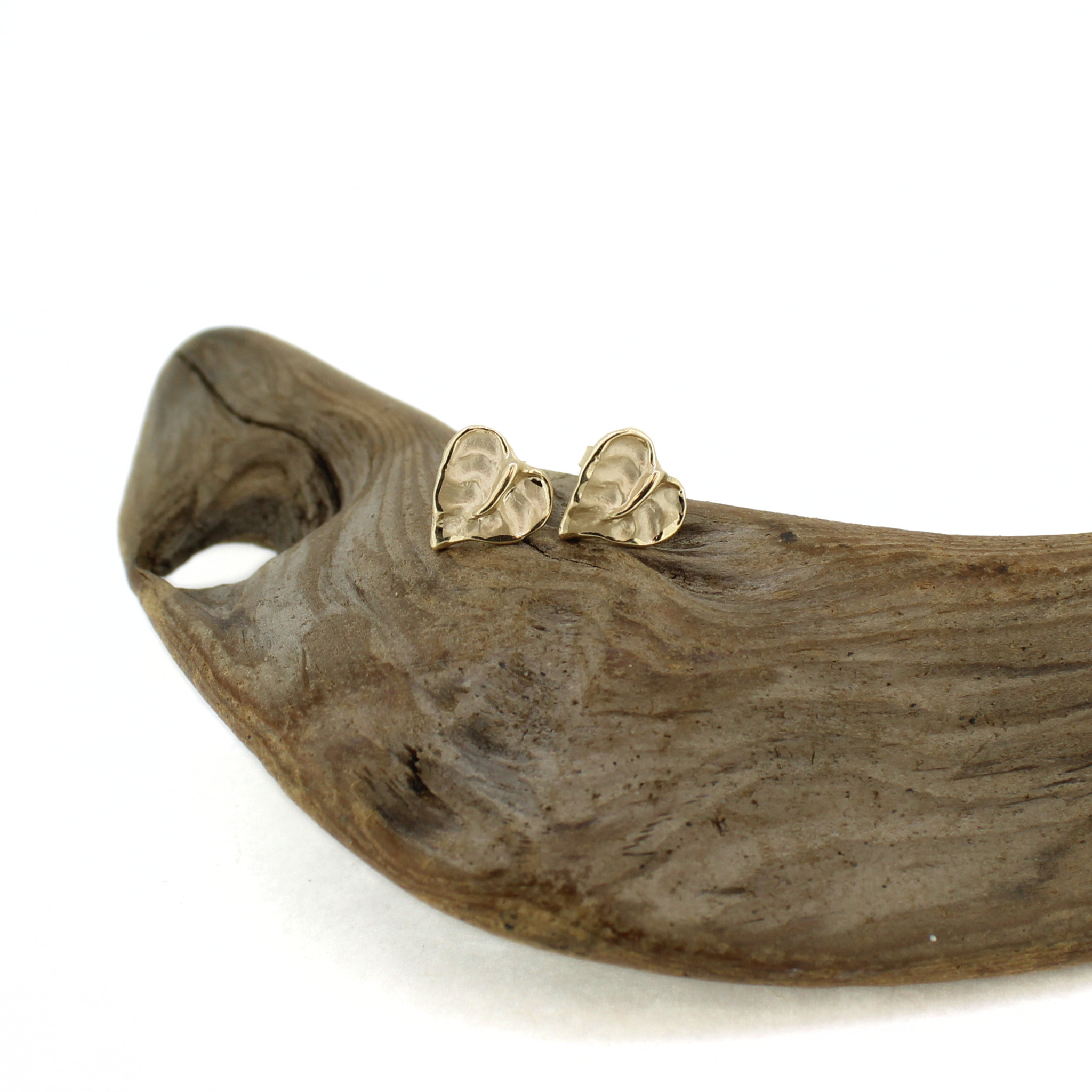 14k Gold Small Anthurium Flower Stud Earrings