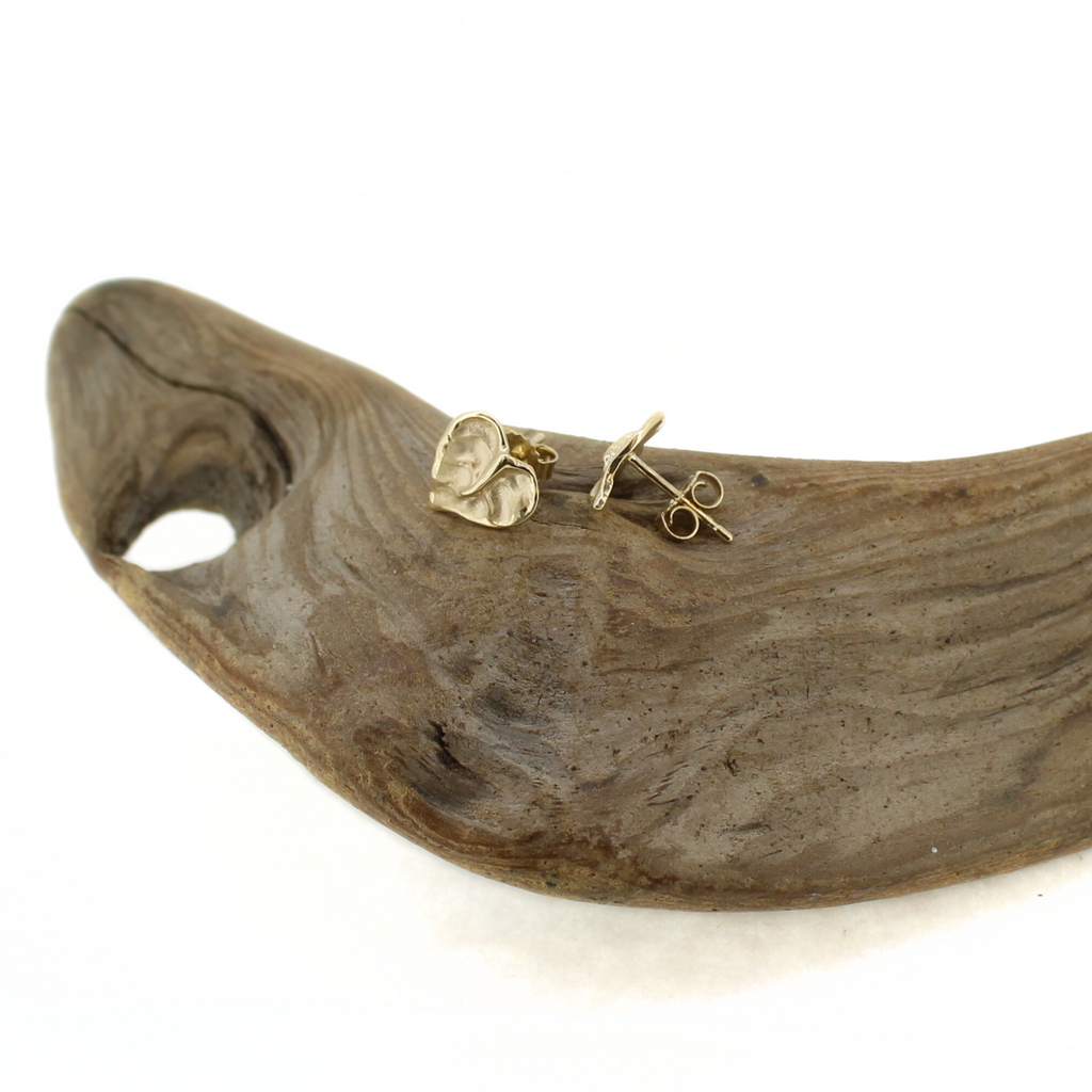 14k Gold Small Anthurium Flower Stud Earrings