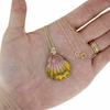 14k Gold Bezel Set Sunrise Shell Necklace w/ Plumeria Bail