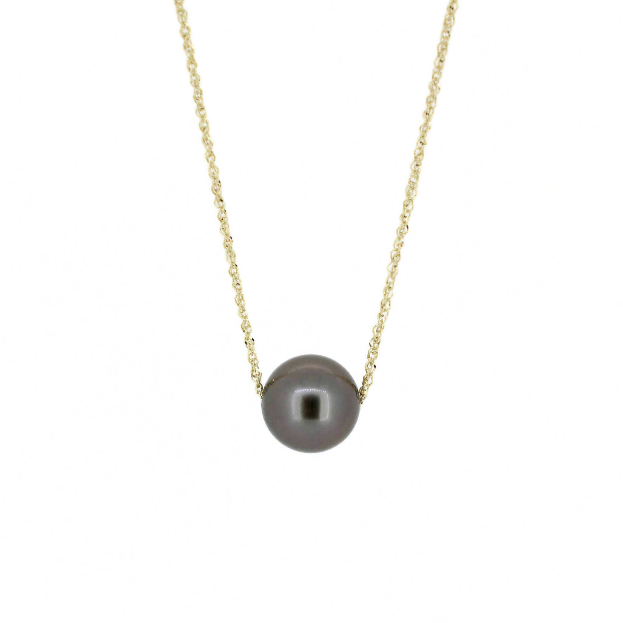Brianne & Co. 14k gold 16" necklace featuring a beautiful dark gray genuine Tahitian pearl