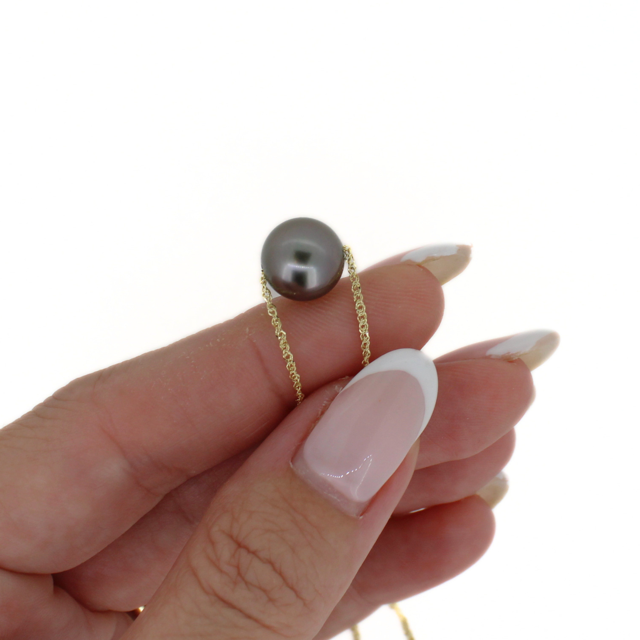 14K Gold Tahitian Pearl Necklace 16"