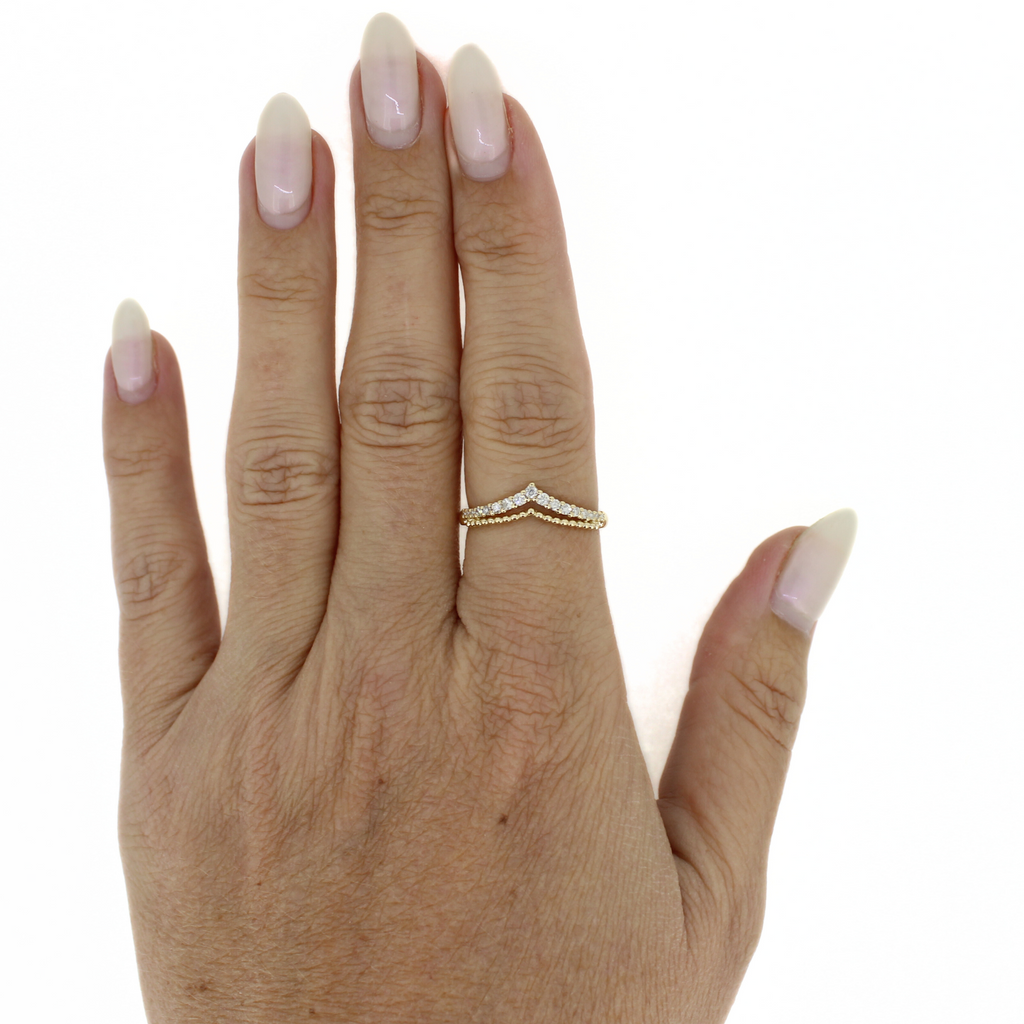 Brianne & Co. diamond chevron ring on hand model