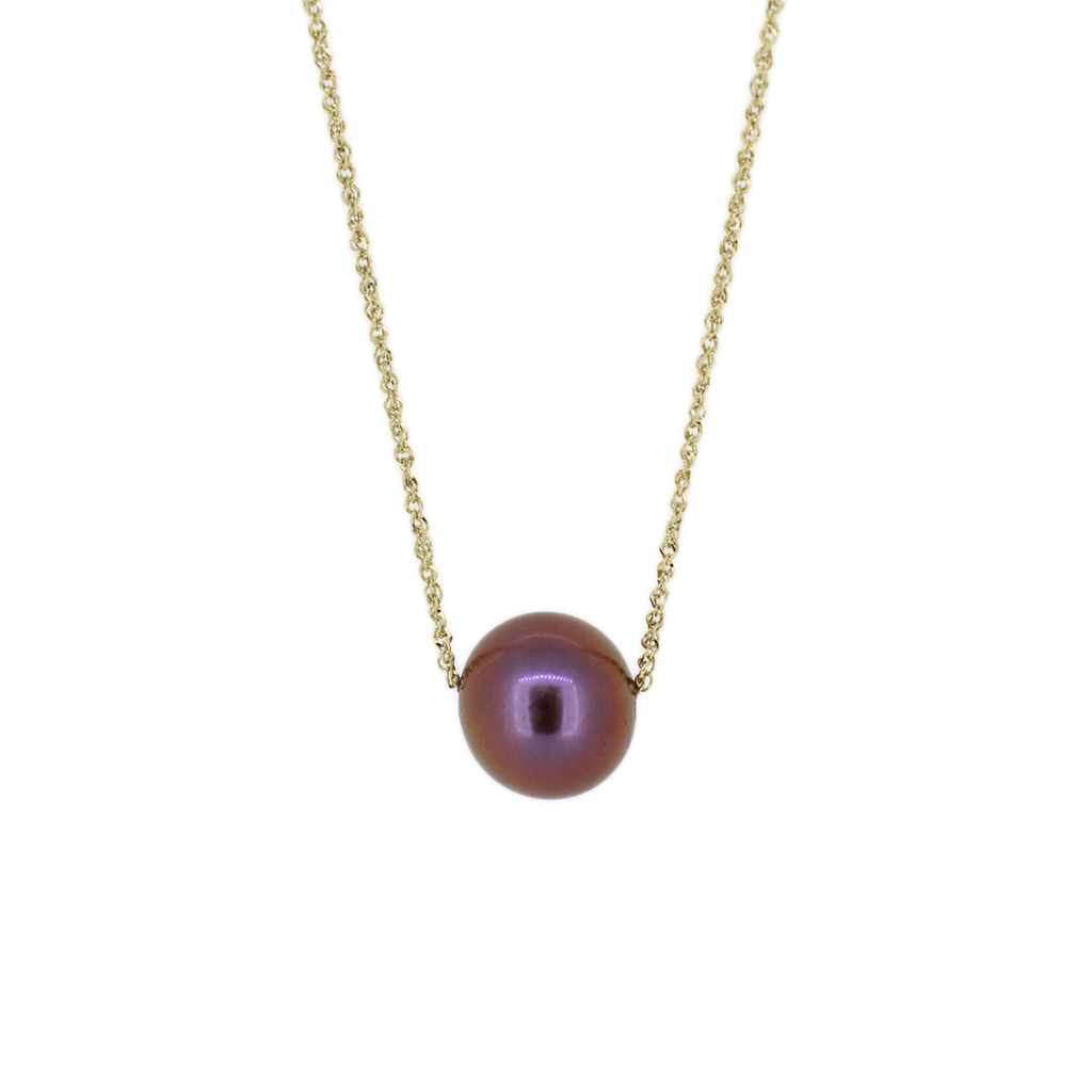 Brianne & Co. solid 14k gold floating Edison pearl necklace handmade in Kauai, Hawaii