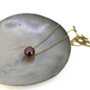 14k Gold Electric Purple Edison Pearl Floating Necklace 20"