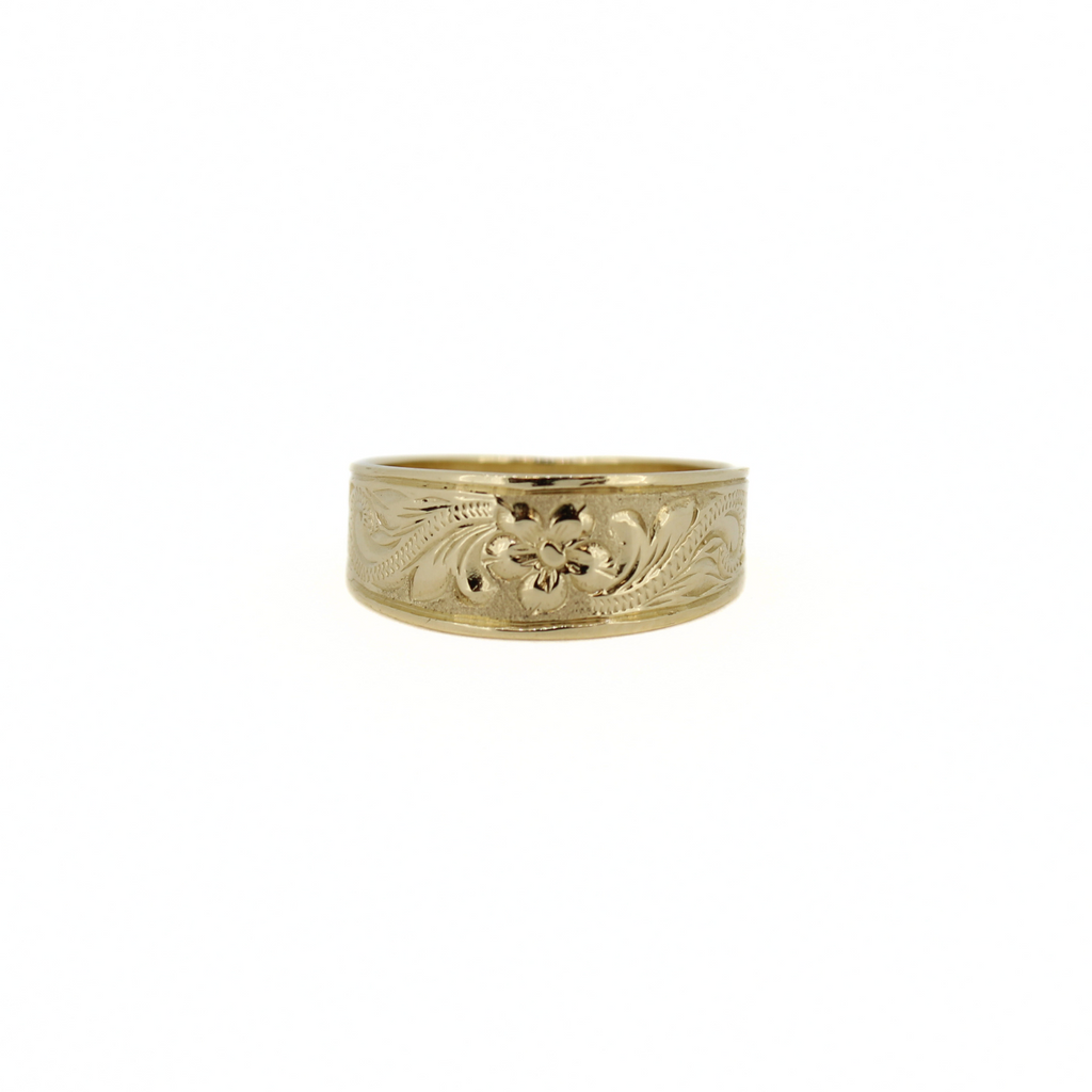 14k Gold Hawaiian Heirloom Engraved Ring