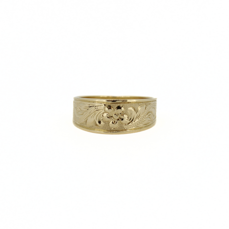 14k Gold Hawaiian Heirloom Engraved Ring