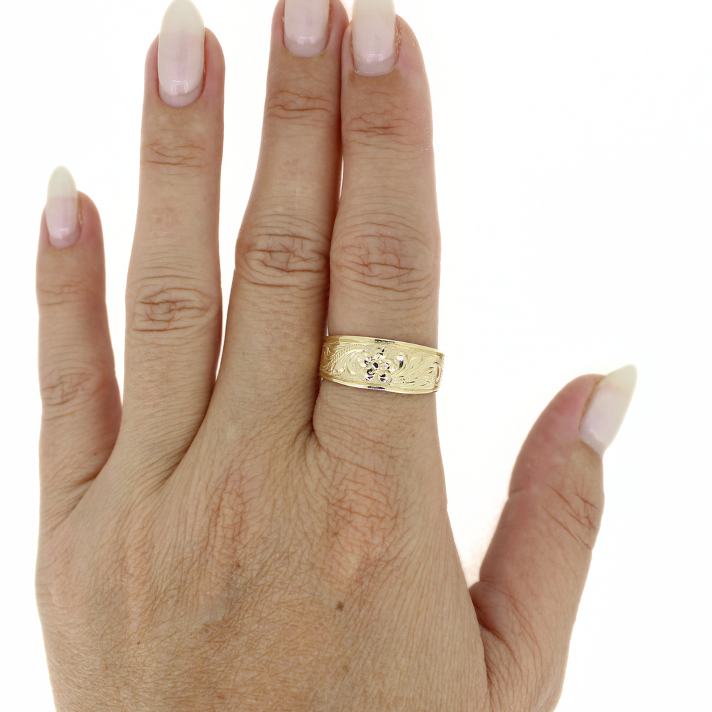 14k Gold Hawaiian Heirloom Engraved Ring