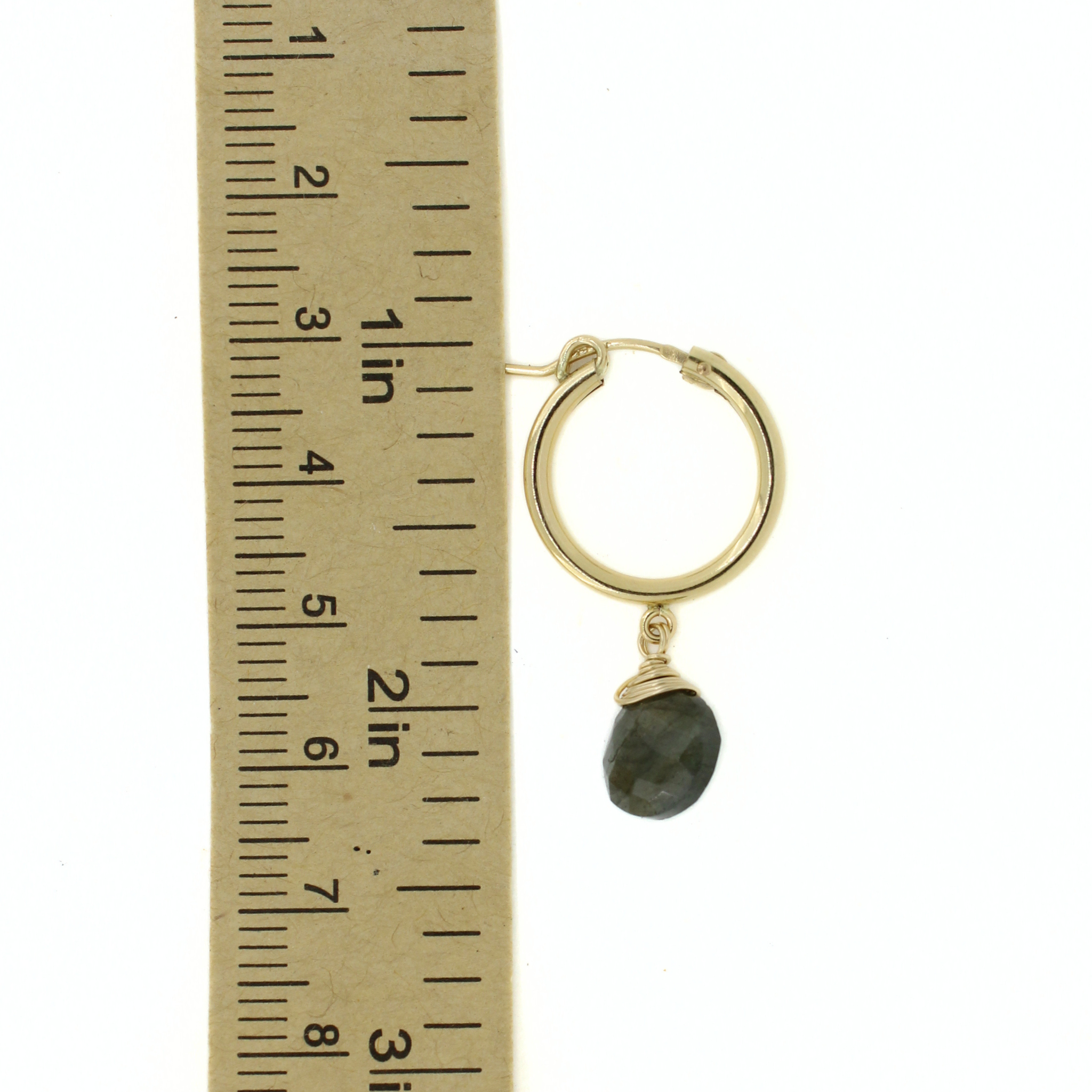 Gold 18mm Hoops w/ Labradorite