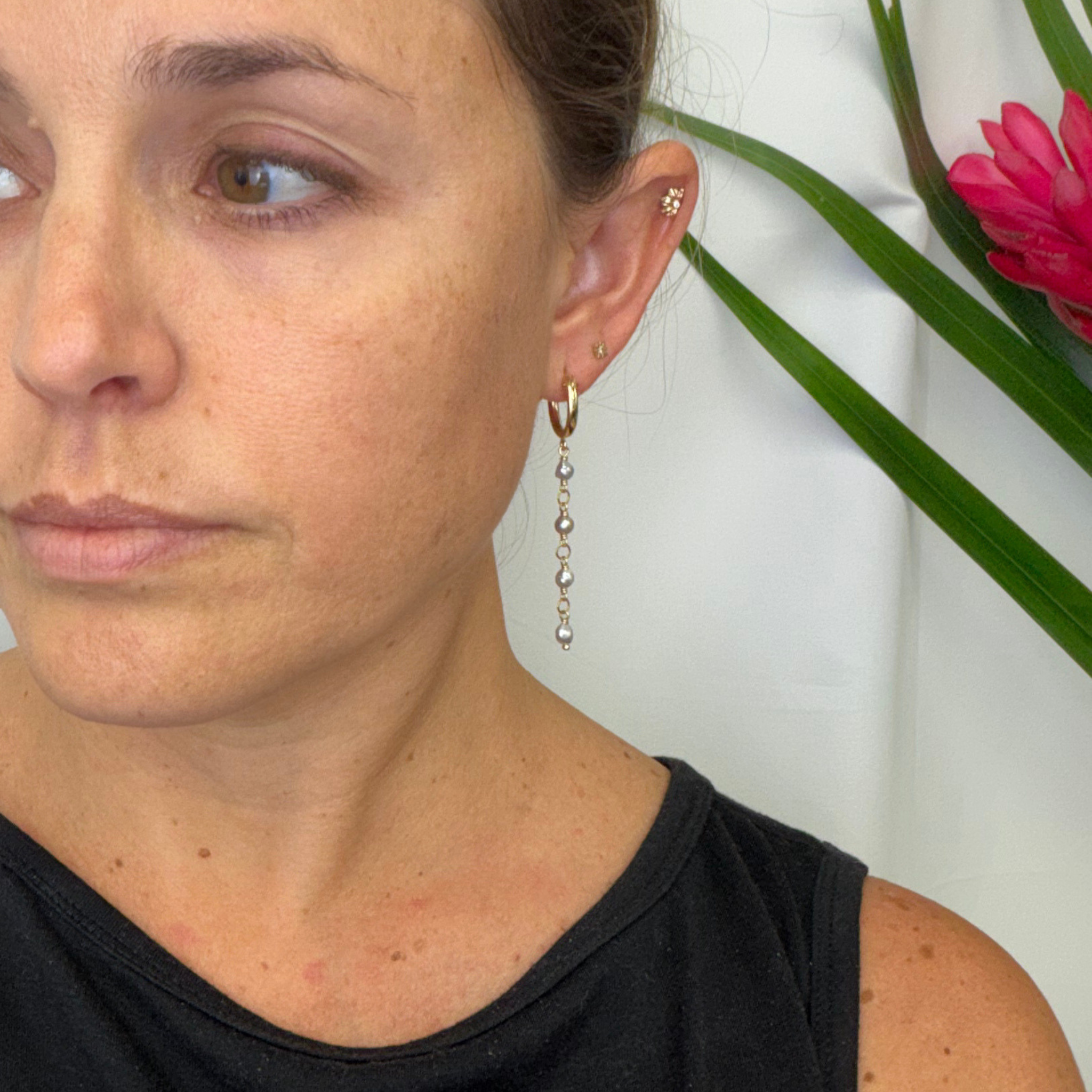 Gold Fill Akoya Pearl 15mm Hoop Earrings