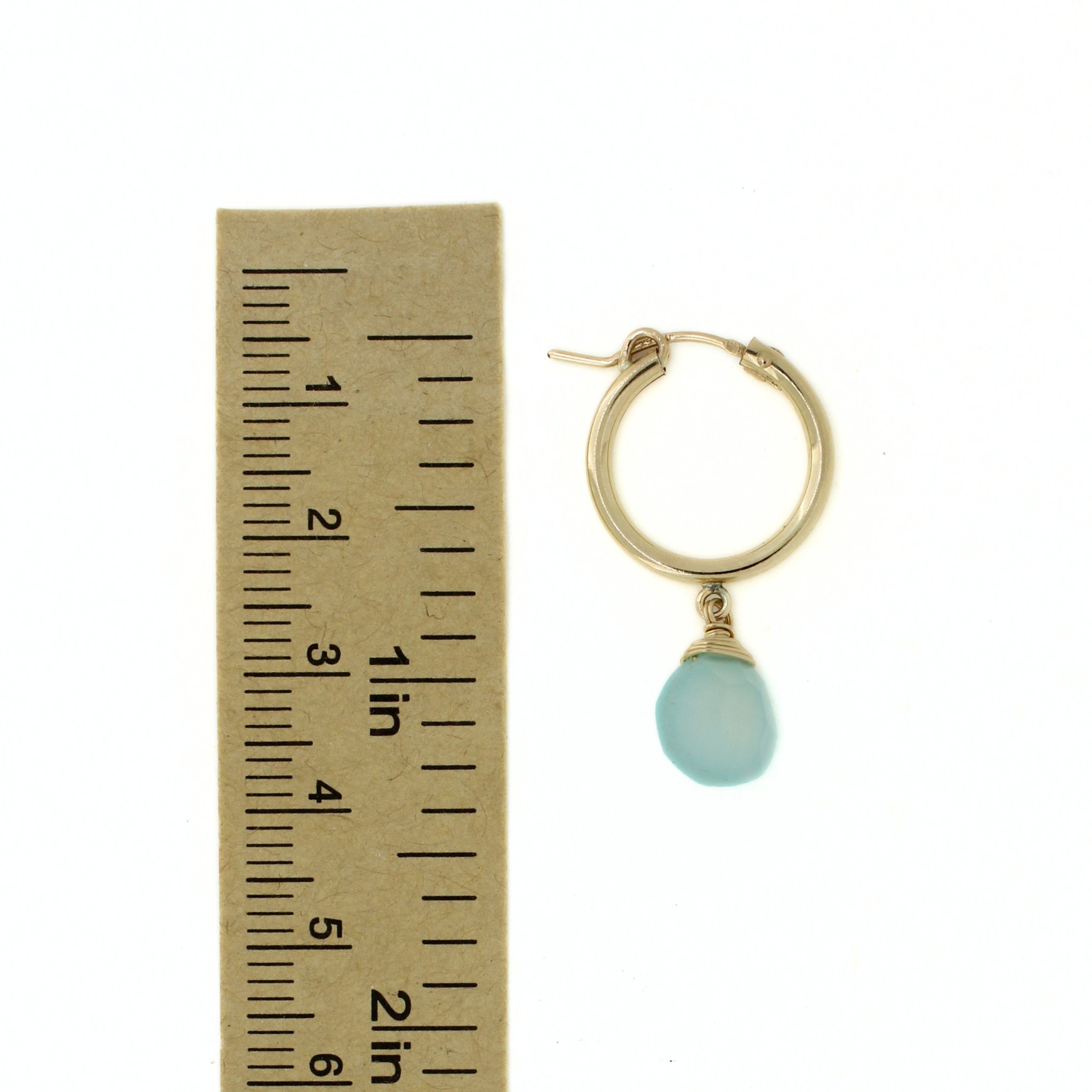 Gold 18mm Hoops w/ Blue Chalcedony