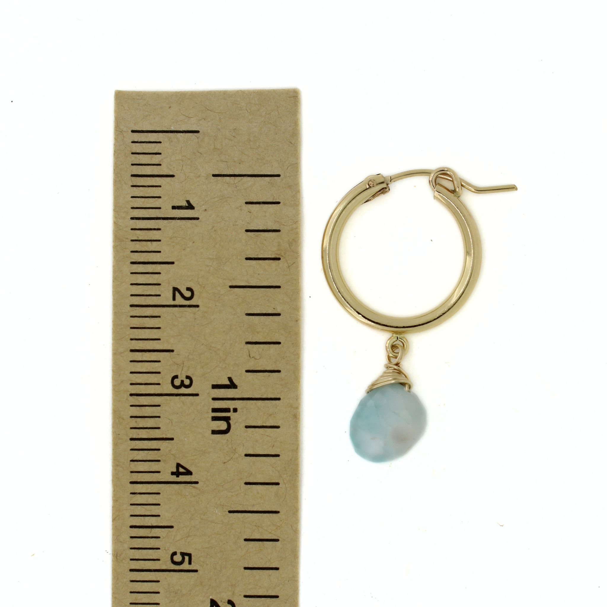 Gold 18mm Hoops w/ Larimar