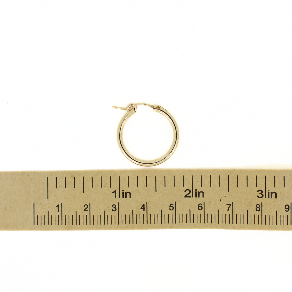 Brianne & Co. 14k gold fill every day hoop earrings measuring under 1" in diameter (22mm)