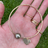 Gold Fill Size 7.75 Tahitian pearl Bangle w/ Kauai Island Charm