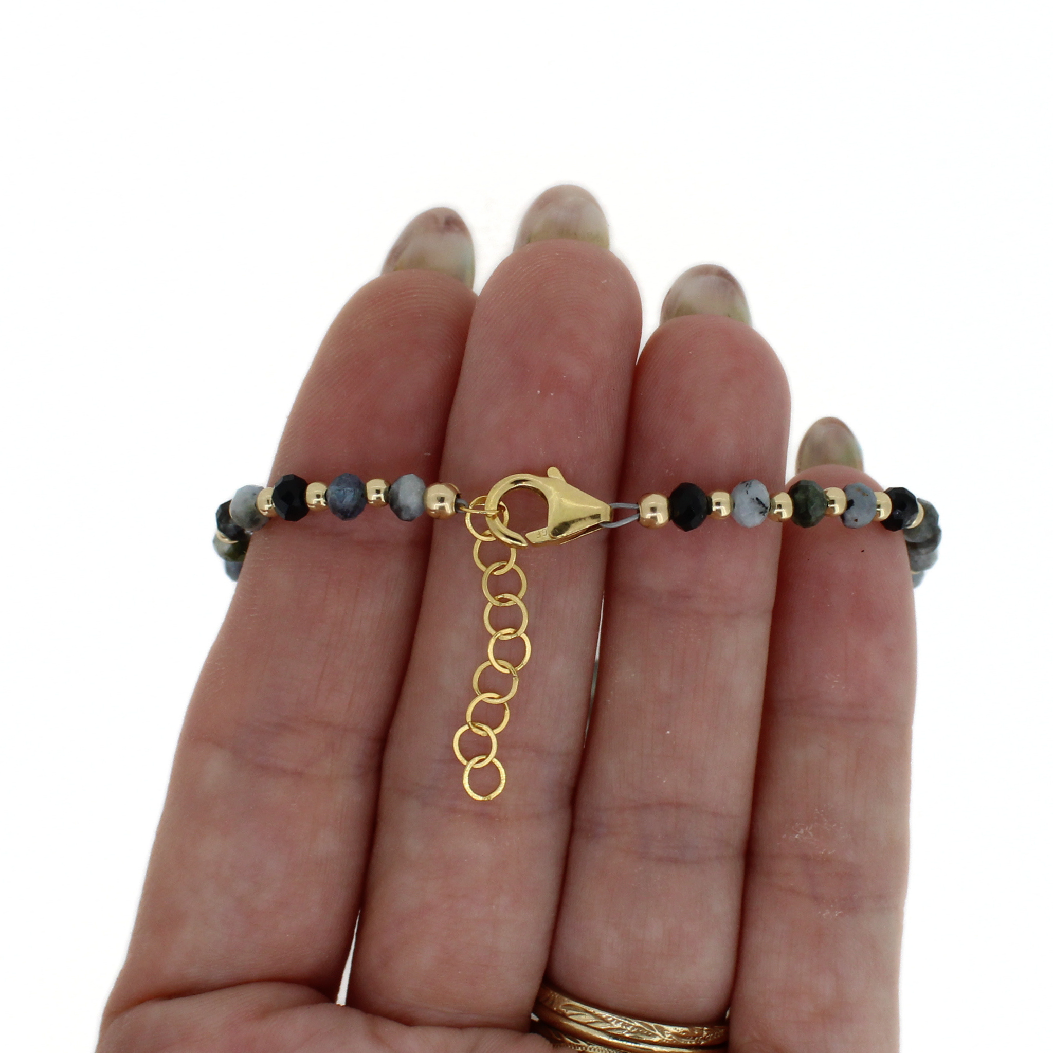 Gold Aquamarine & Tahitian Pearl Bracelet Size Medium