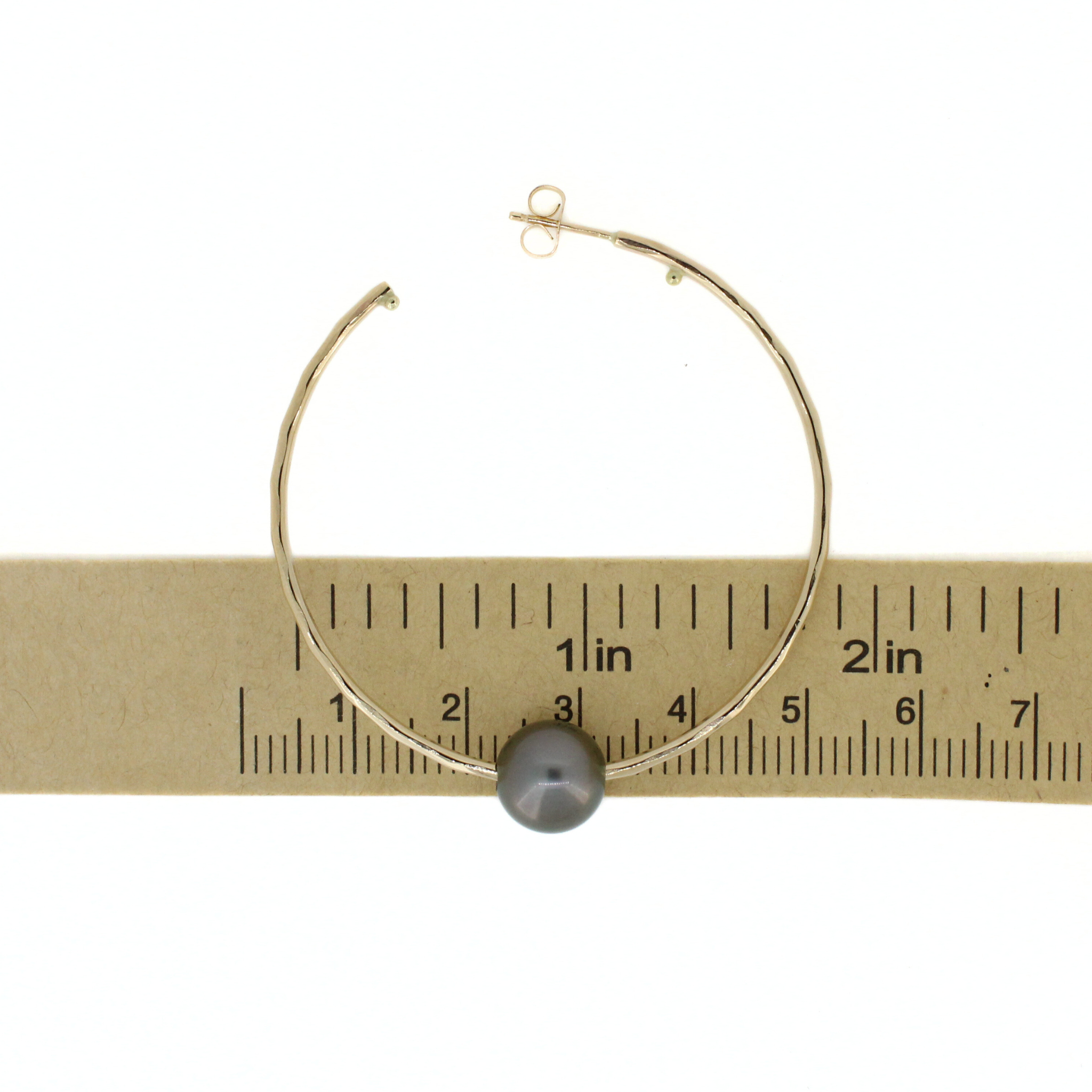 Gold Tahitian Pearl Hoop Earrings