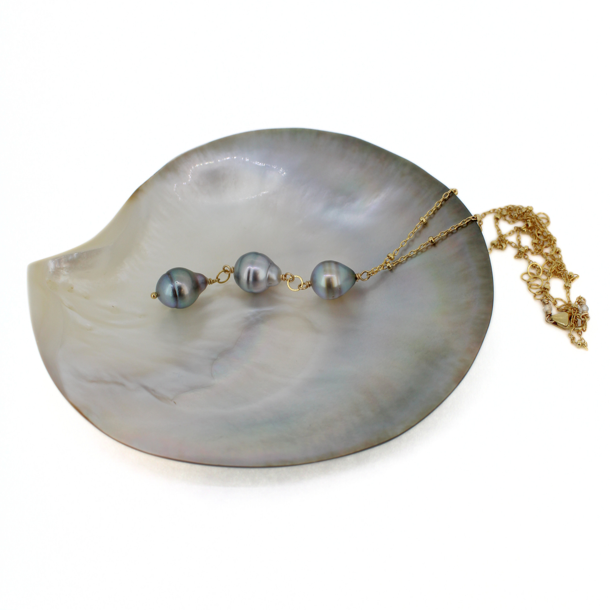 Gold Tahitian Pearl Lariat Necklace