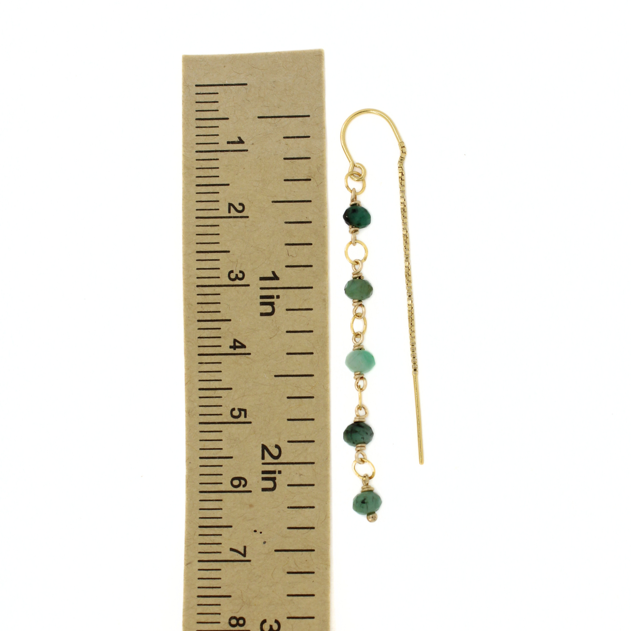 Gold Emerald Threader Earrings