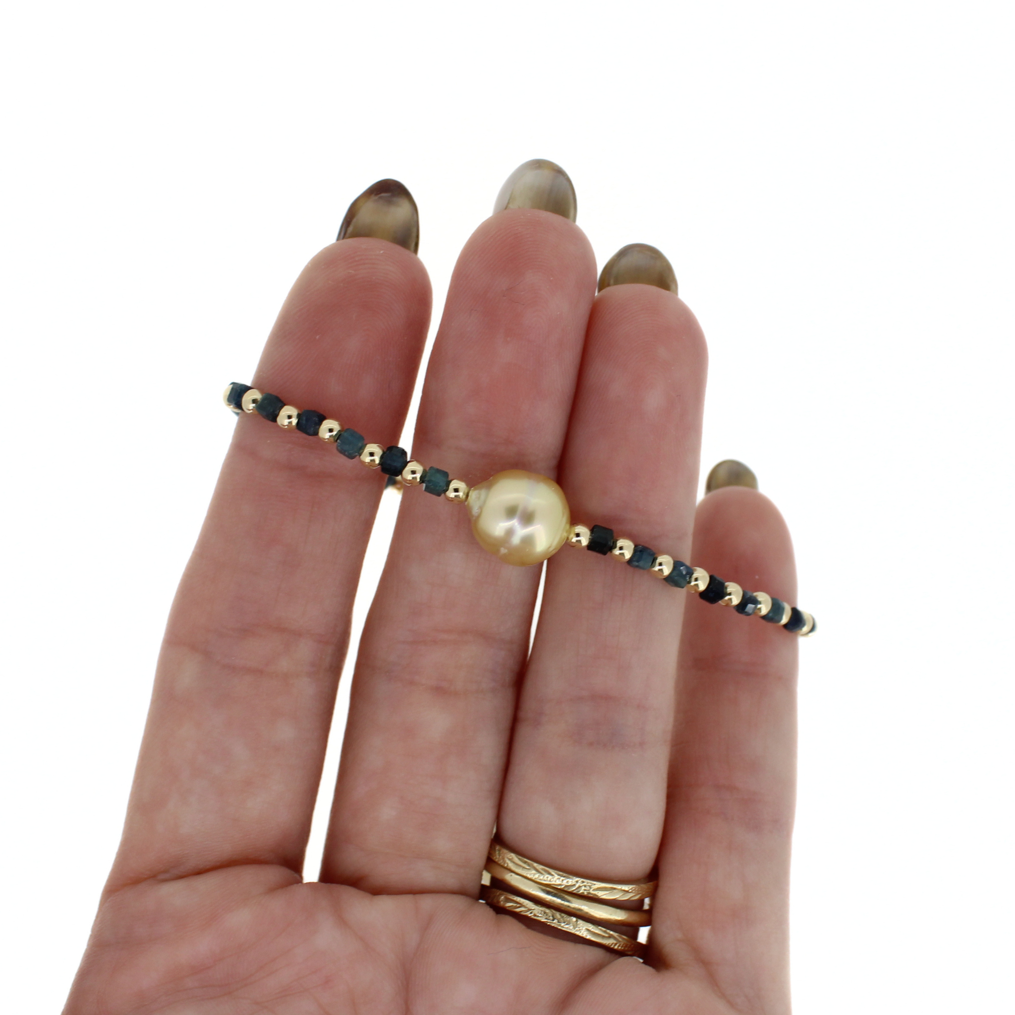 Golden South Sea Pearl & Tourmaline Bracelet Size Small