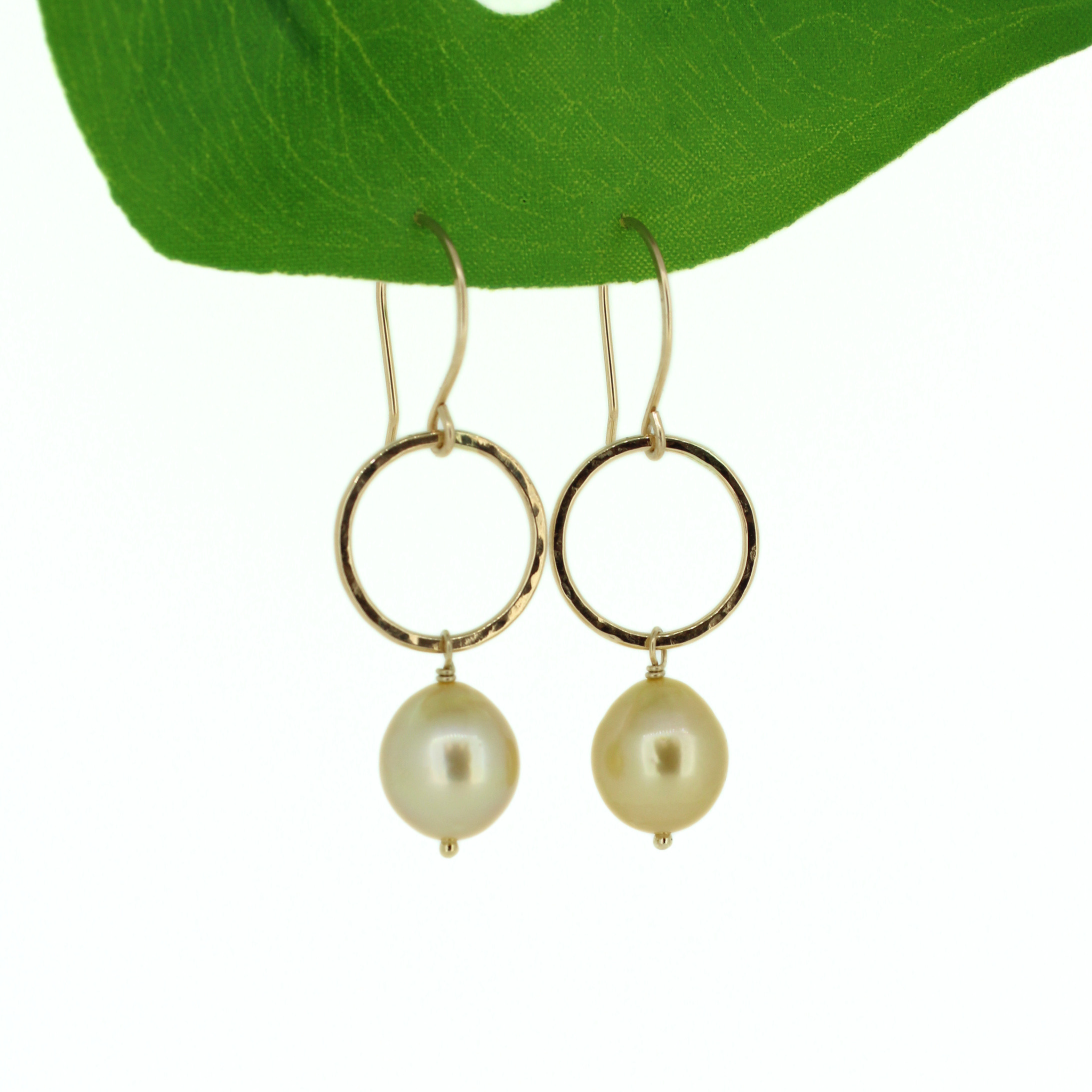 Brianne & Co. 14k gold fill small hoop earrings featuring genuine golden south sea pearls