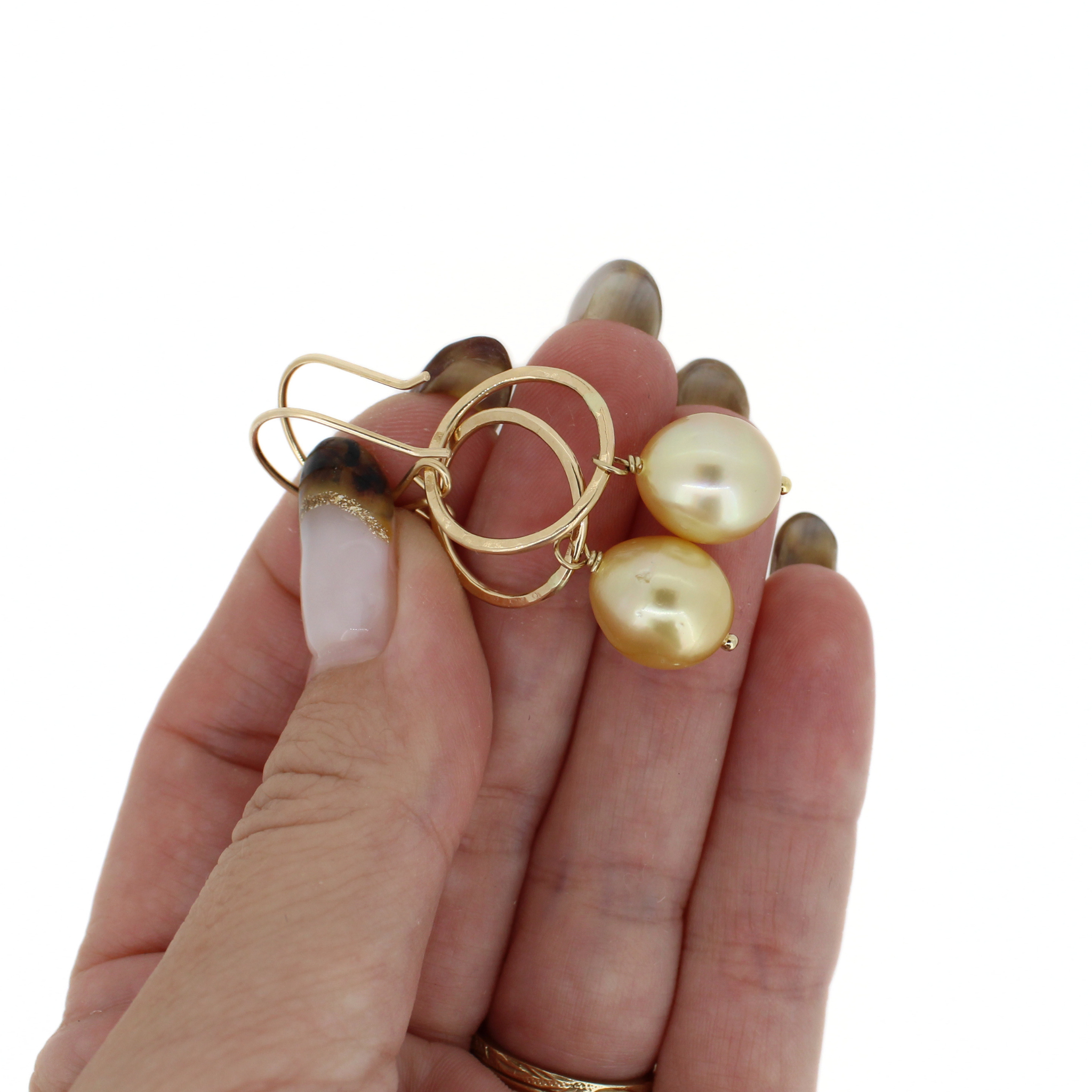 Golden South Sea Pearl Drop Earrings