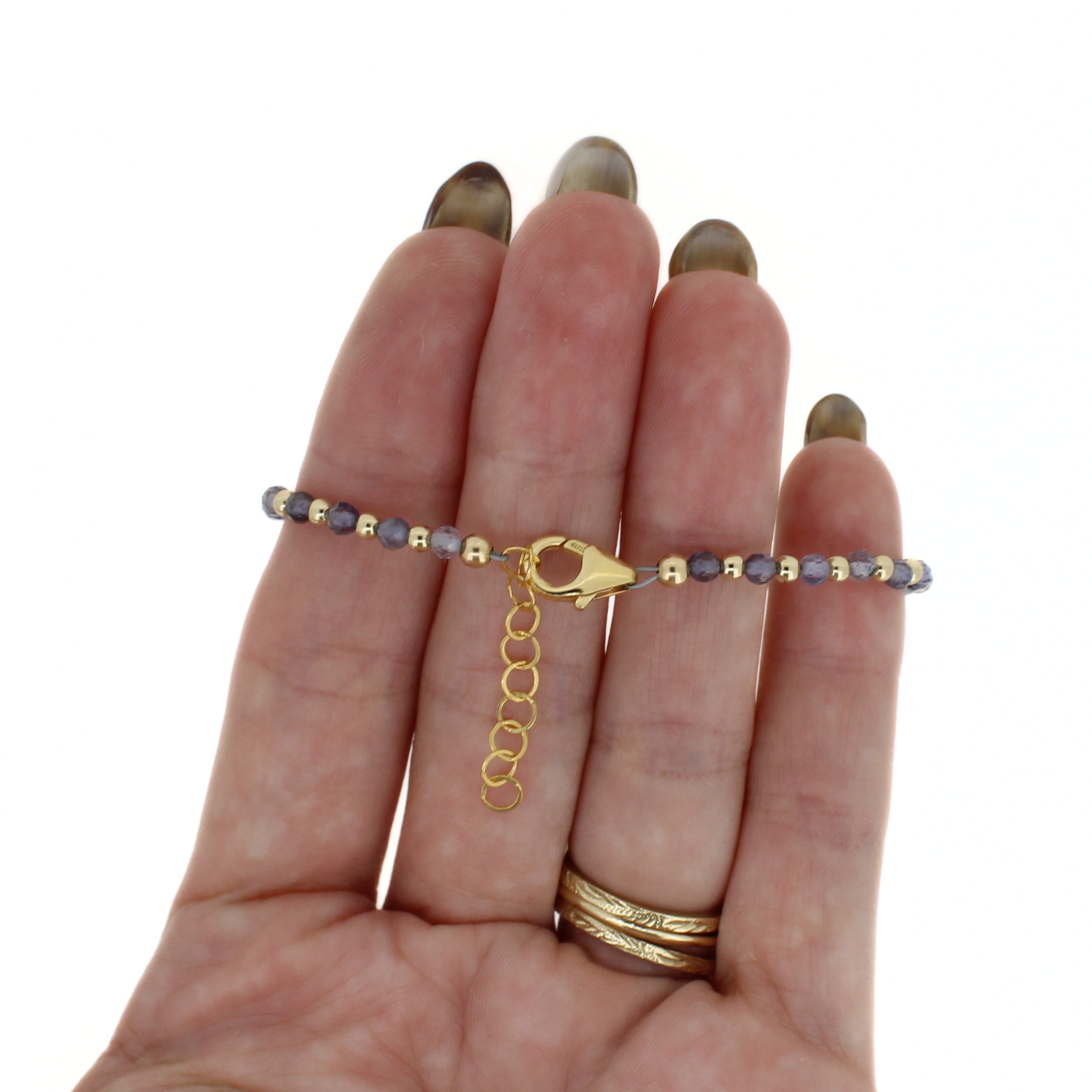 Gold Akoya Pearl & Iolite Bracelet Size Small