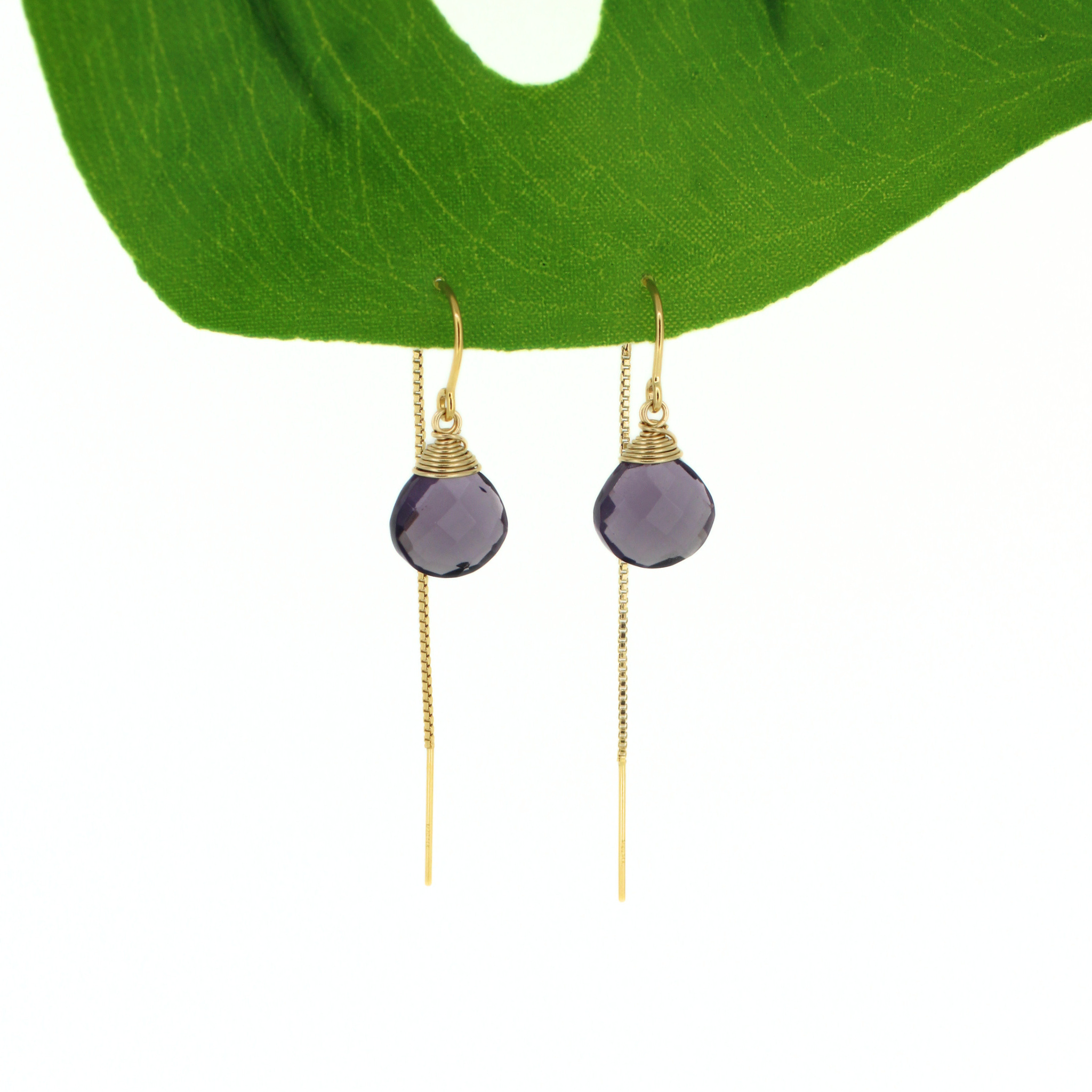 Brianne & Co. 14k gold fill purple amethyst threader earrings