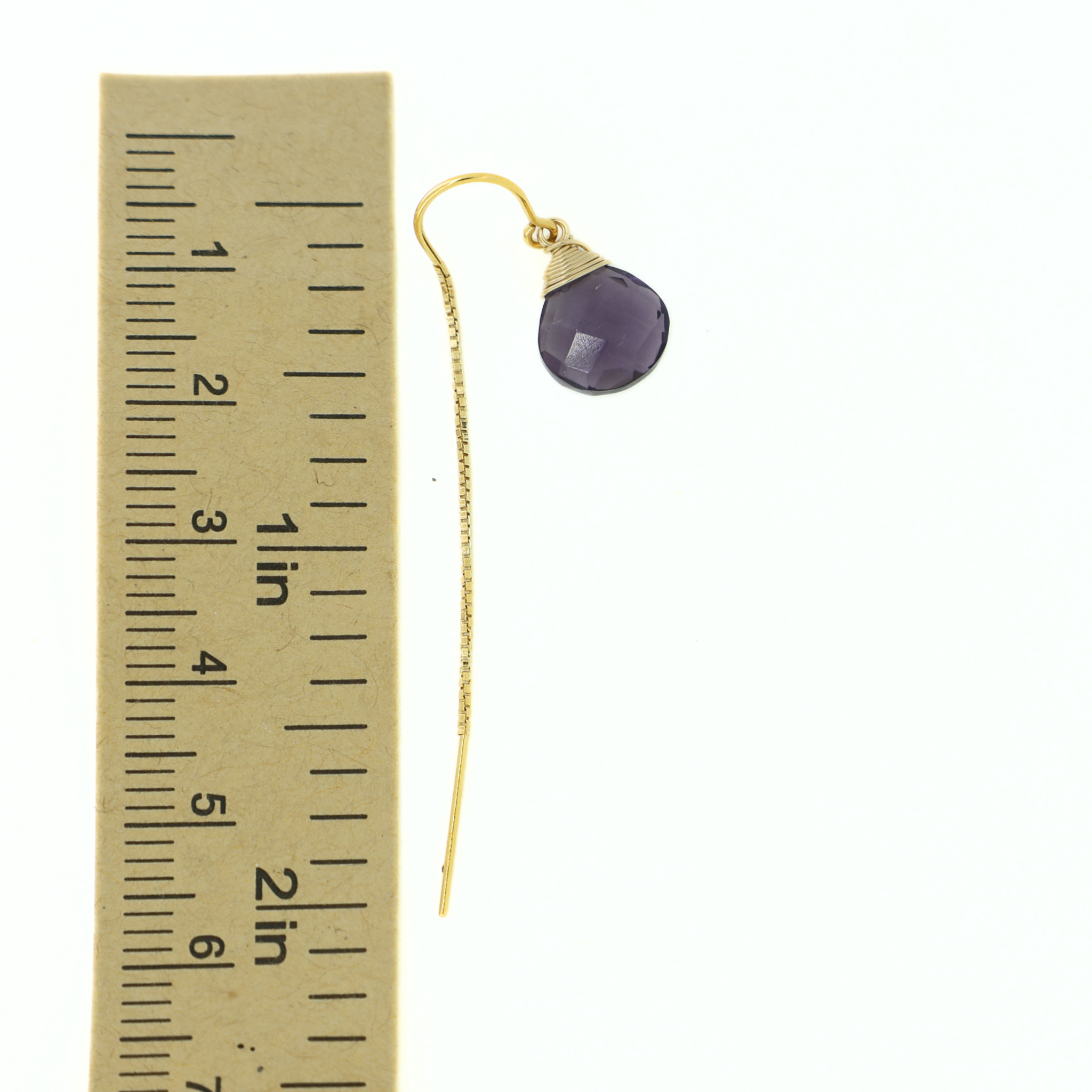 Gold Amethyst Short Threader Earrings