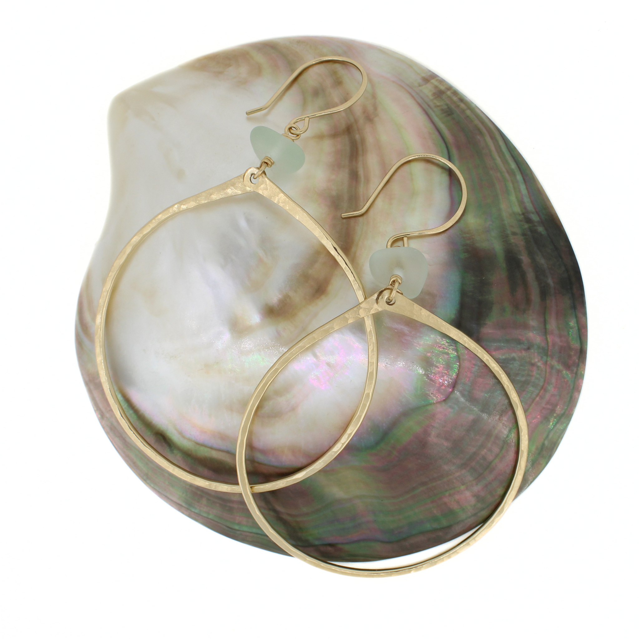 Gold Sea Glass Hoop Earrings