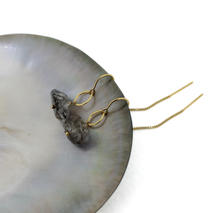 Gold Fill Chunky Herkimer Diamond Short Threader Earrings