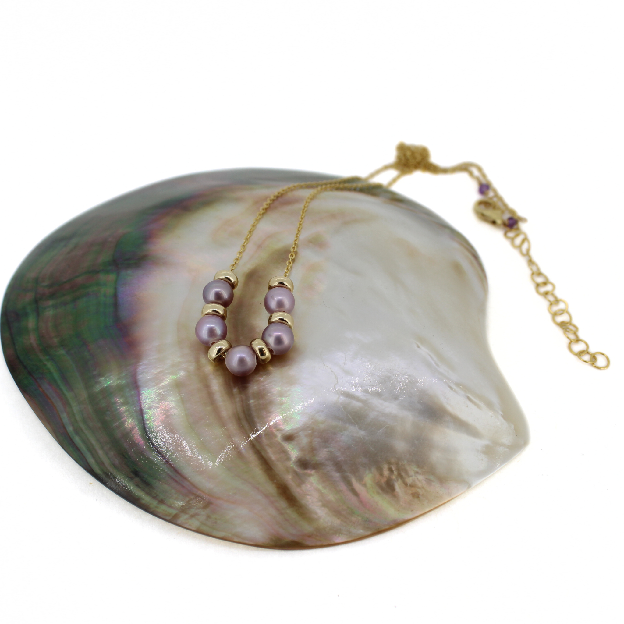 Gold Fill Tiny Light Purple Edison Pearl Necklace
