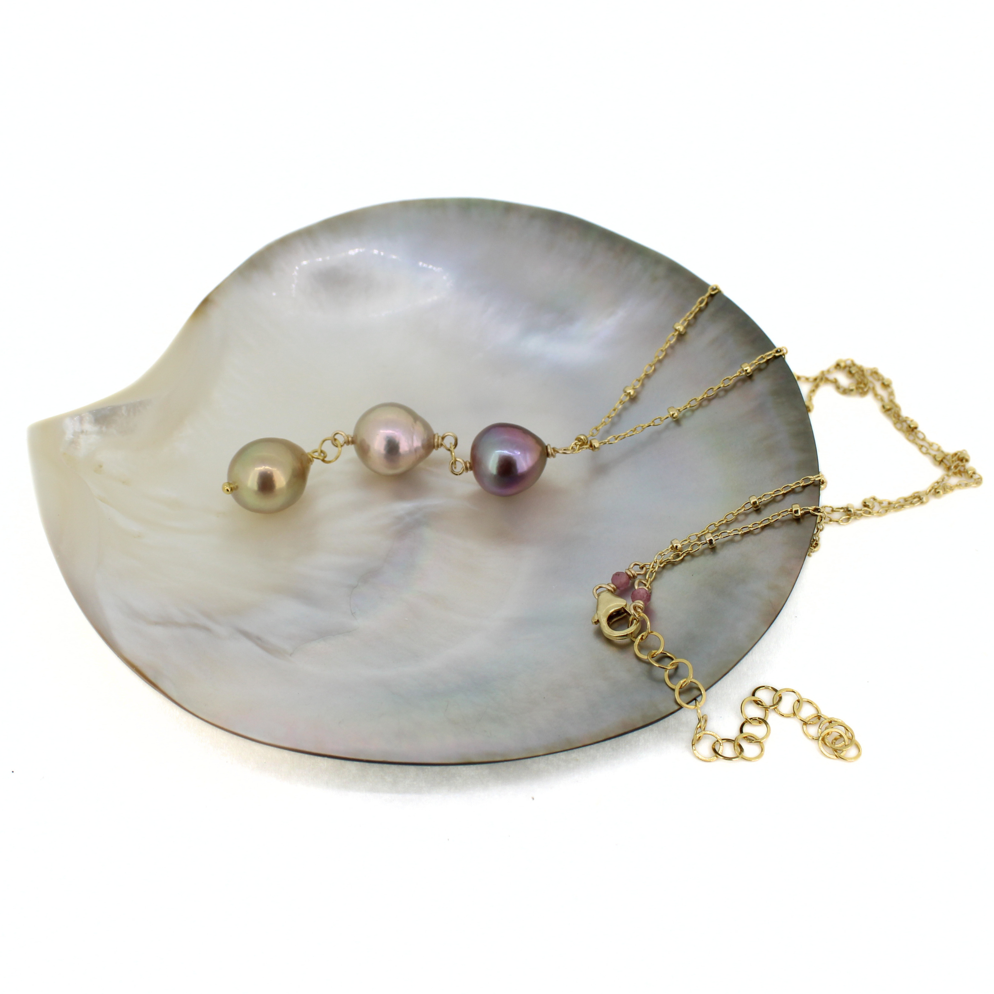 Gold Edison Pearl Lariat Necklace