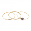 Gold Filled Bangle Bracelet Set–Edison Pearl, Hammered Bangle & Floral Heirloom Design (Size 7.5)