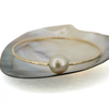 Gold Filled Bangle Bracelet Set–South Sea Pearl, Hammered Bangle & Smooth Bangle (Size 8)