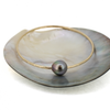 Gold Filled Bangle Bracelet Set–Tahitian Pearl, Kaua‘i Island Charm & Floral Engraved Heirloom Design (Size 8)