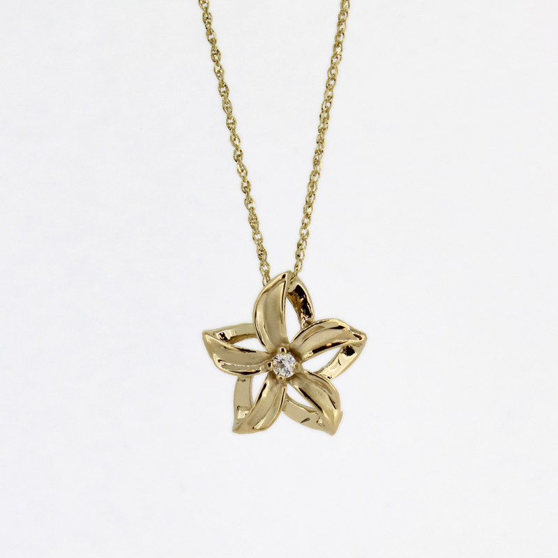 Brianne and Company 14k gold cutout flower pendant on baby rope chain