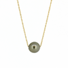 Brianne & Co. pistachio green Tahitian pearl on a 14k gold necklace