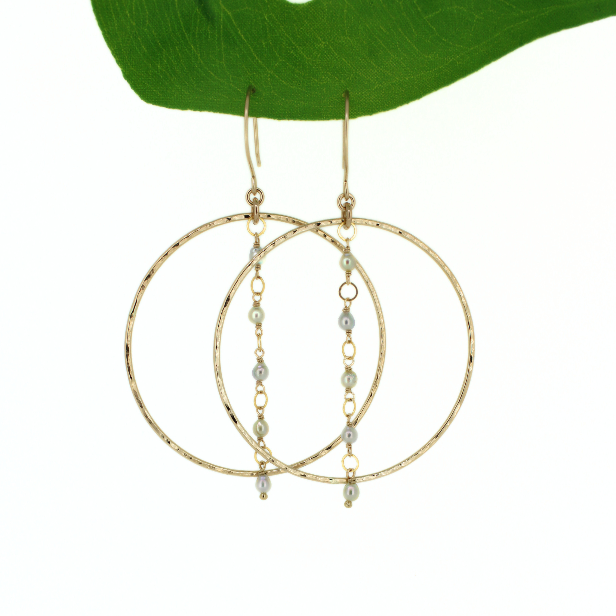 Brianne & Co. 14k gold fill hoop earrings featuring tiny akoya pearls