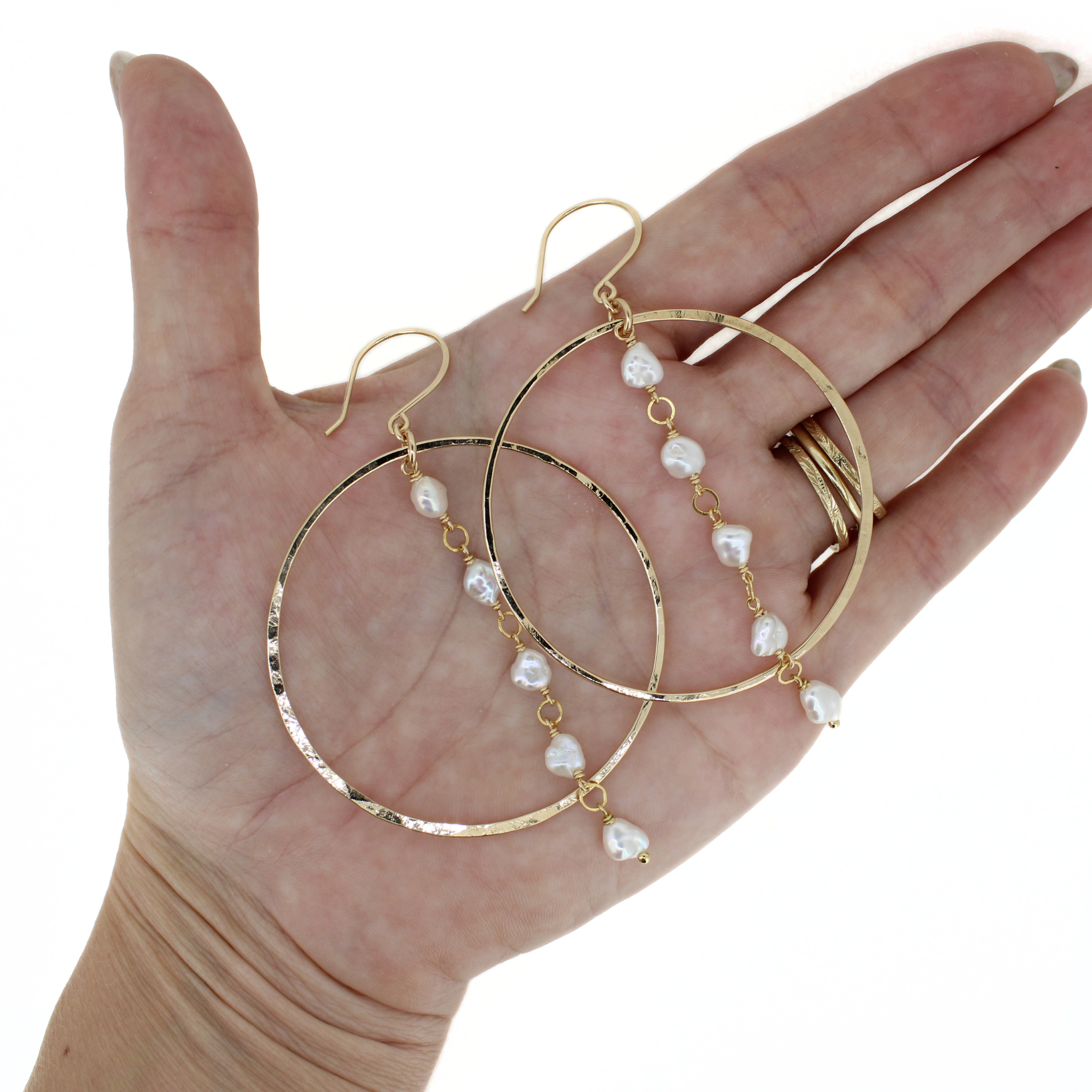 Gold Edison Keshi Pearl Hoop Earring