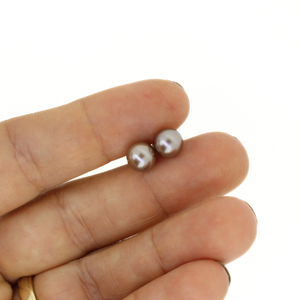 Brianne & Co. 14k gold small 7mm chocolate Tahitian pearl stud earrings