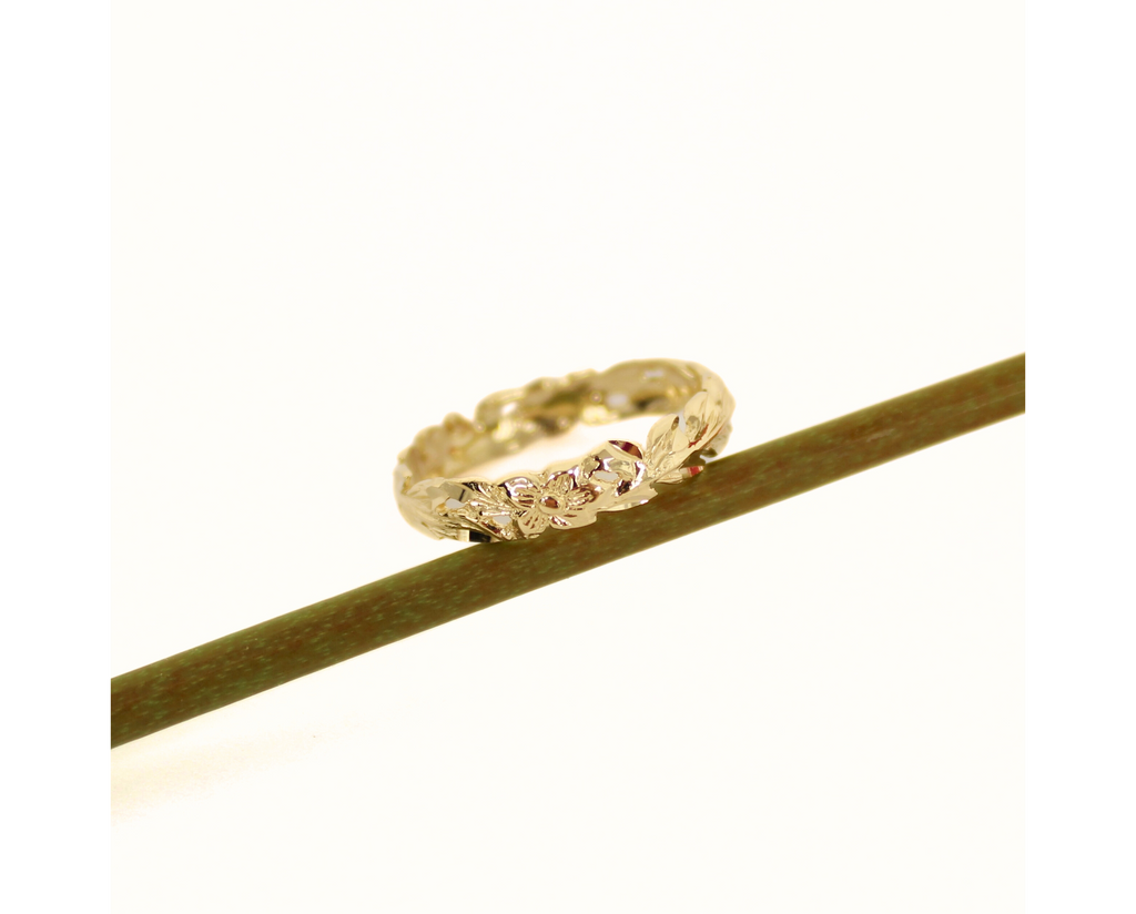 Brianne & Co. 14k gold heirloom Maile flower ring