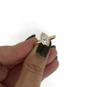 14k gold moissanite marquise ring by Brianne & Co