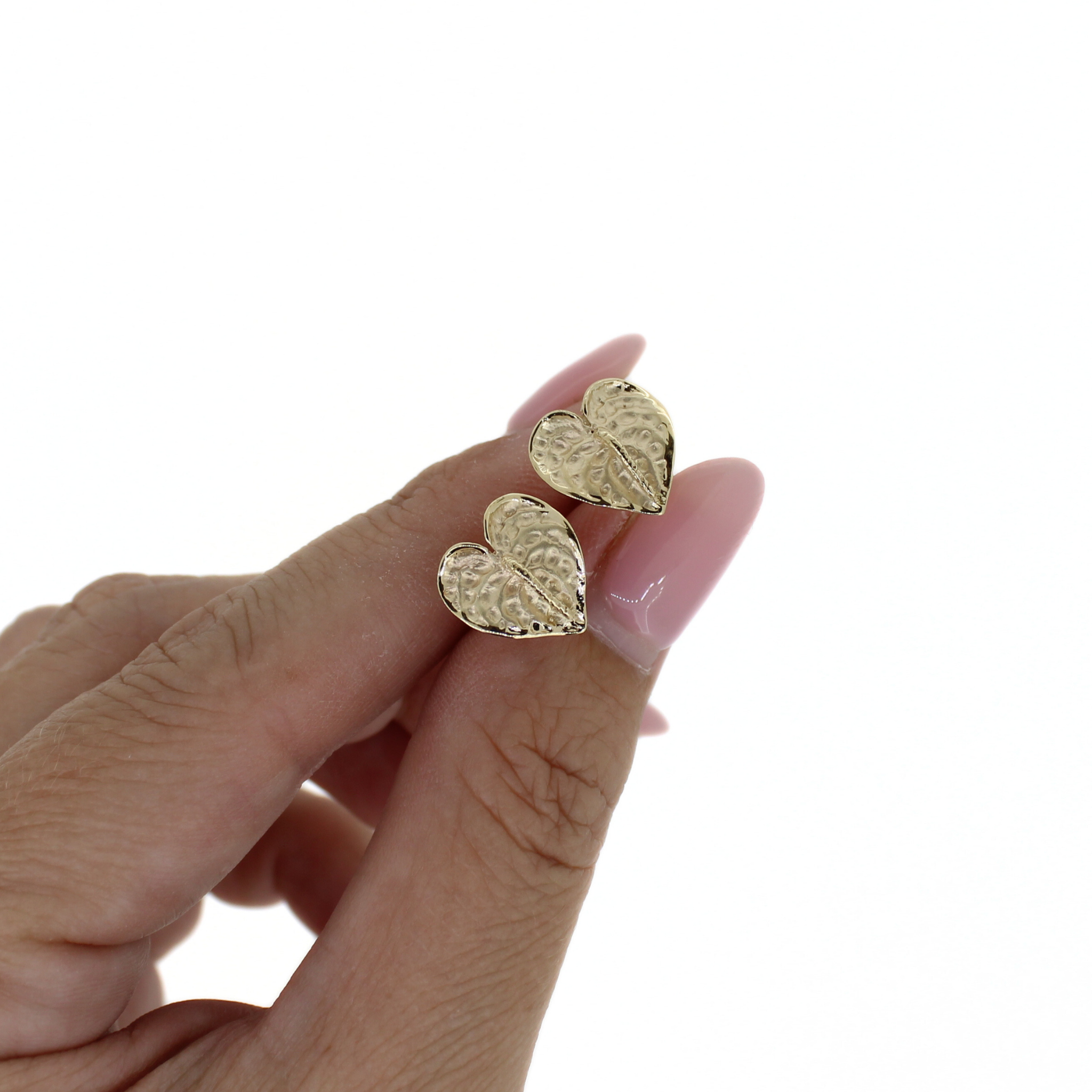 14k Gold Medium Anthurium Flower Stud Earrings