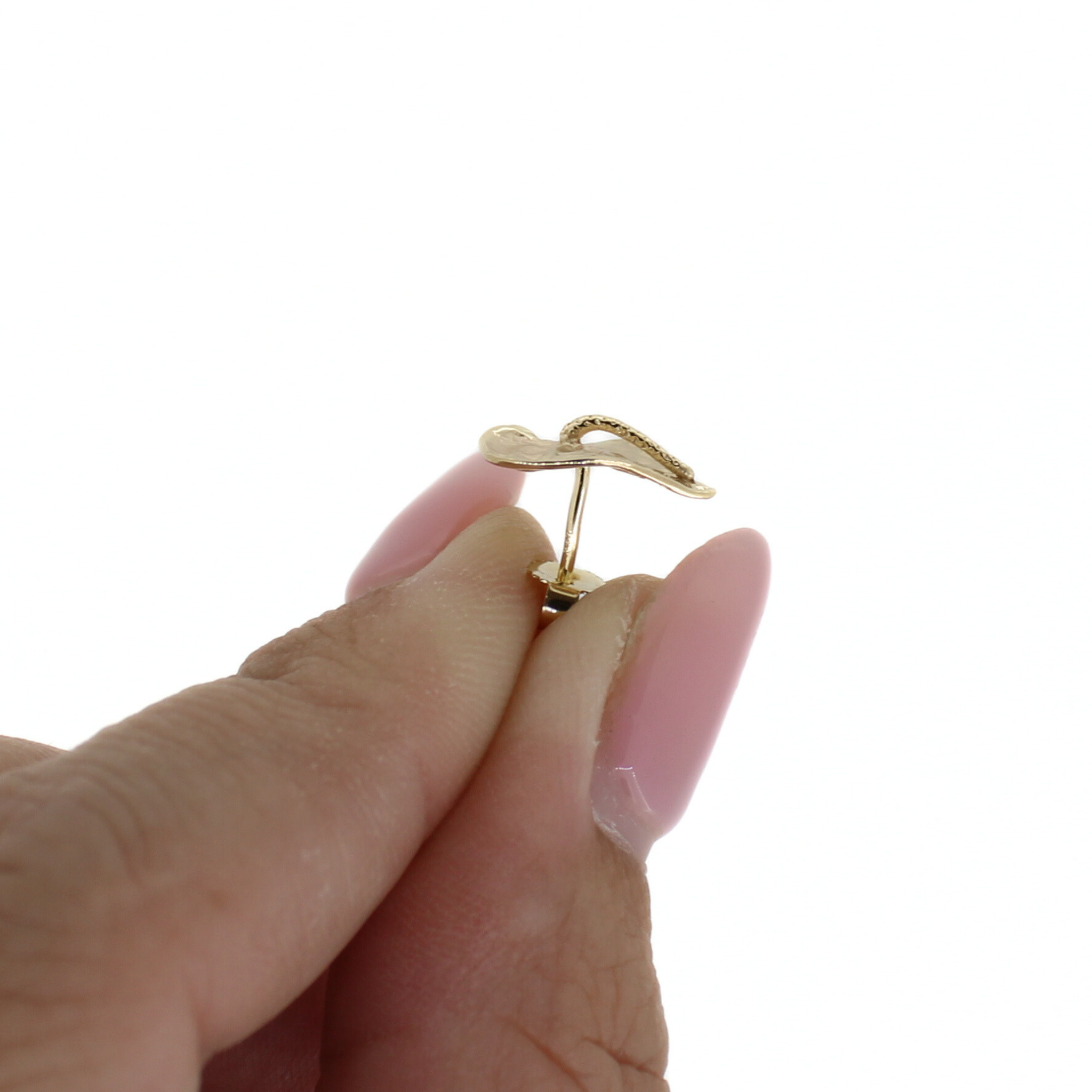 14k Gold Medium Anthurium Flower Stud Earrings