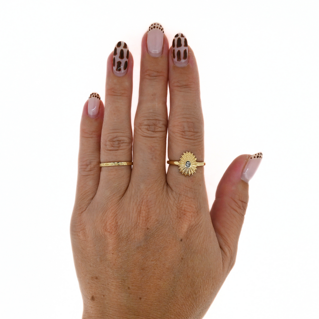 14k Gold Opihi Shell Diamond Ring