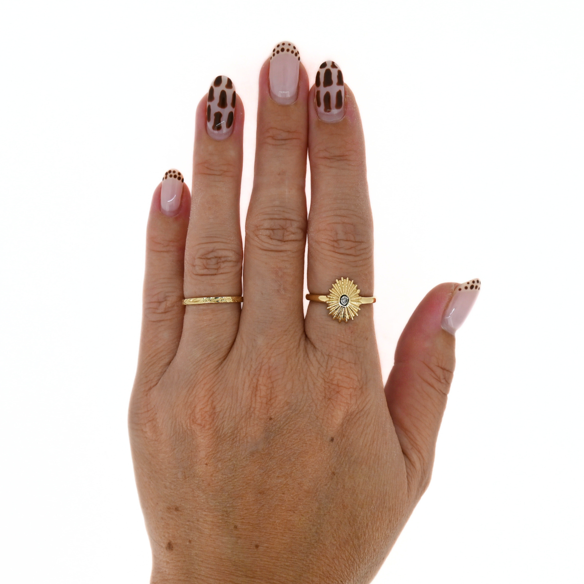 14k Gold Opihi Shell Diamond Ring