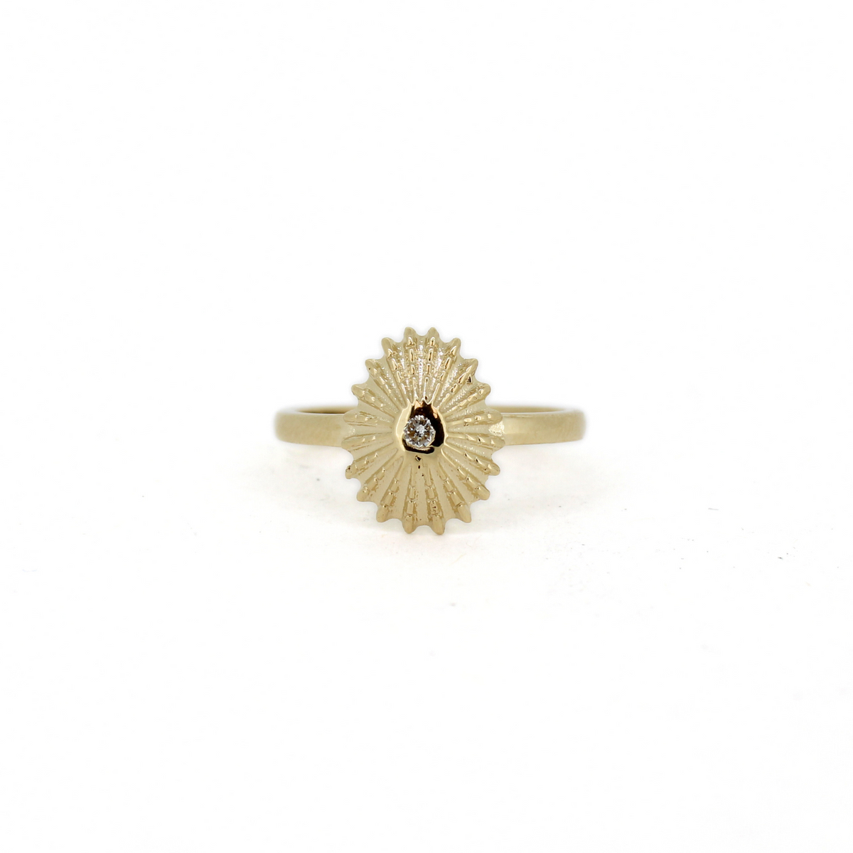 14k Gold Opihi Shell Diamond Ring
