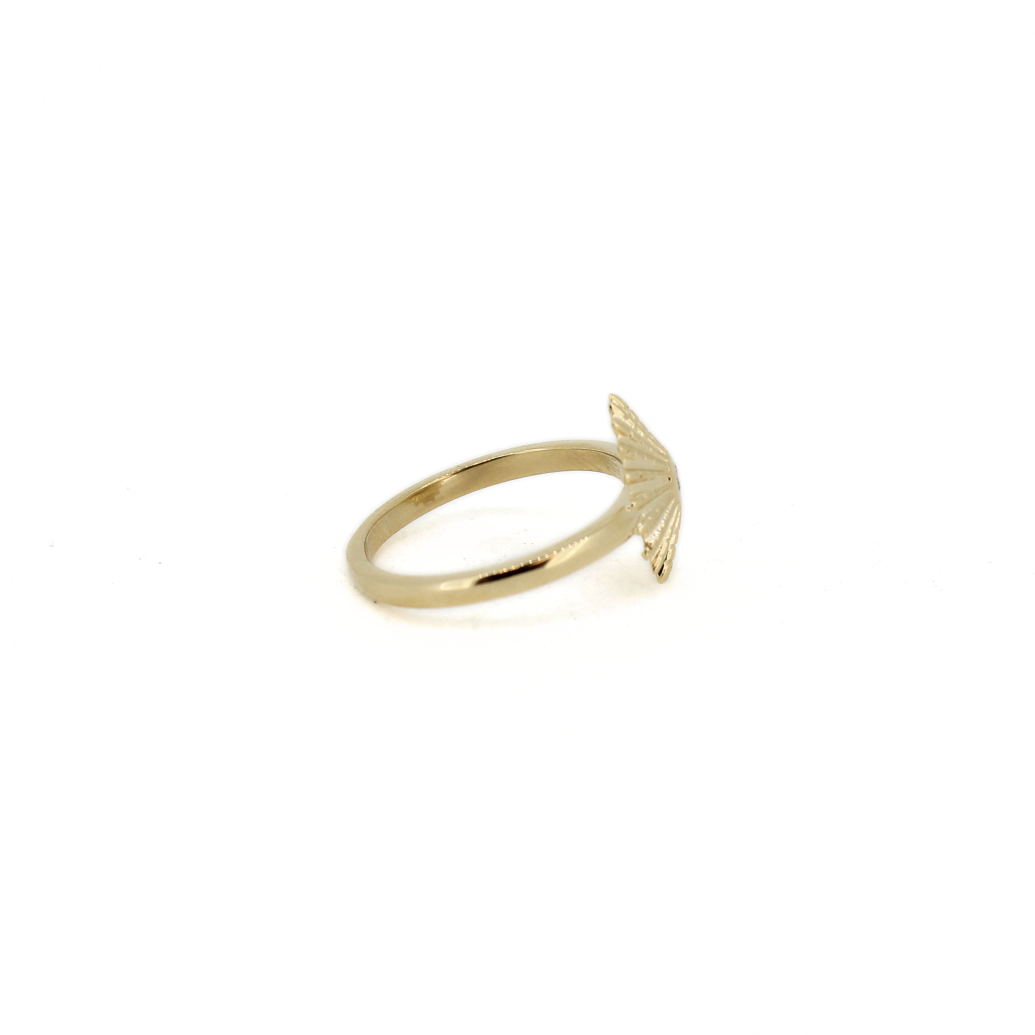 14k Gold Opihi Shell Diamond Ring