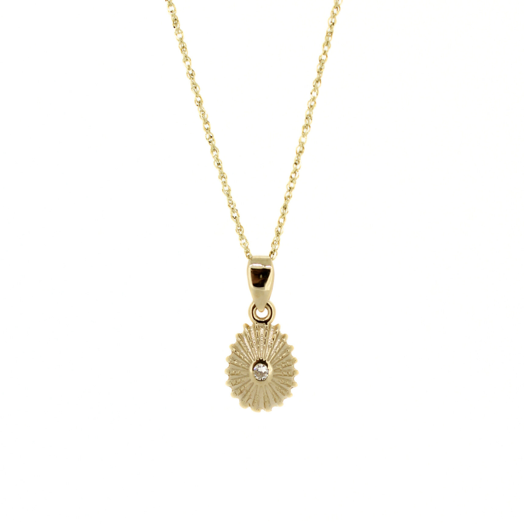 Brianne & Co. 14k gold opihi shell (limpet shell) diamond necklace with a 18" baby rope chain