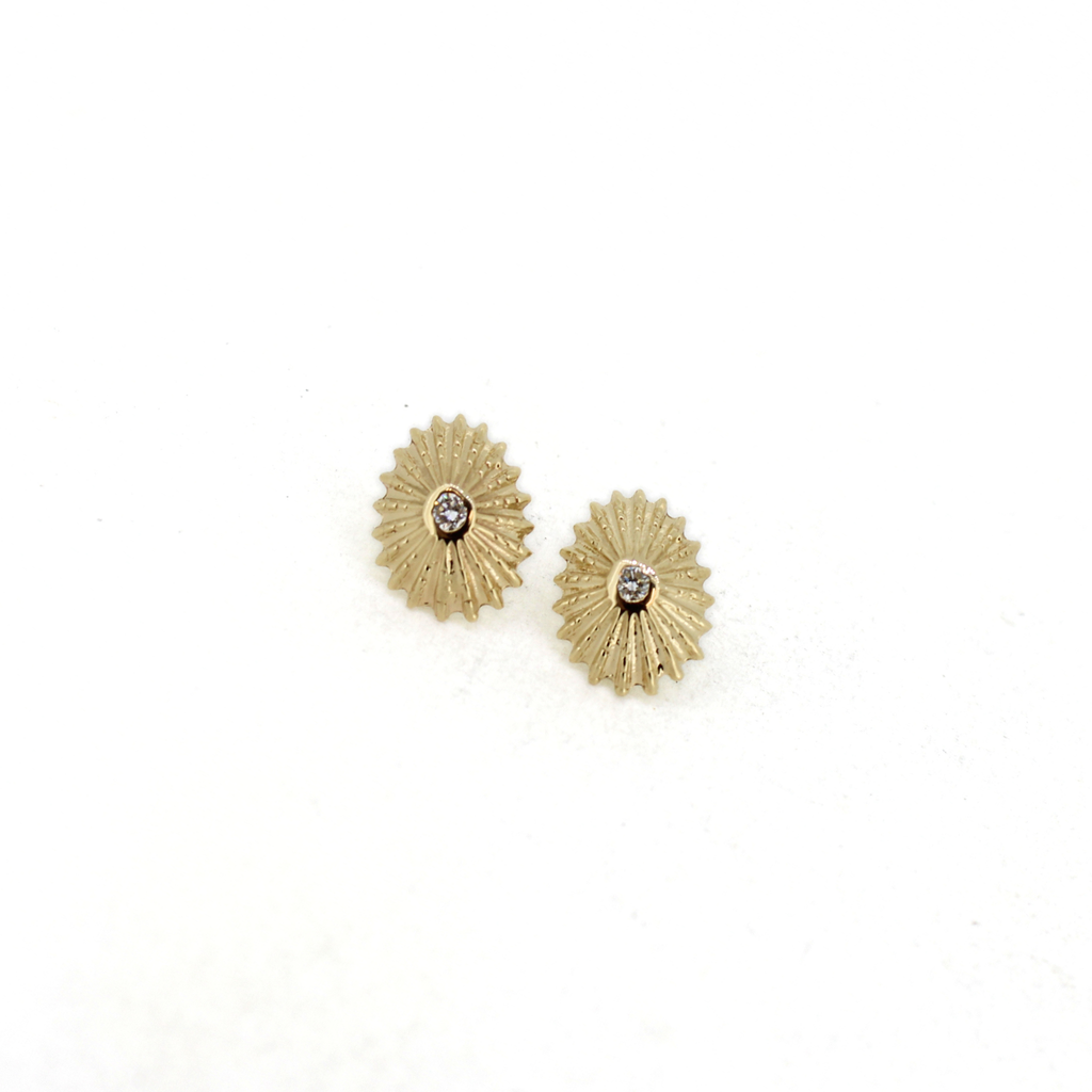 Brianne & Co. 14k gold opihi shell (limpet shell) stud earrings with diamonds