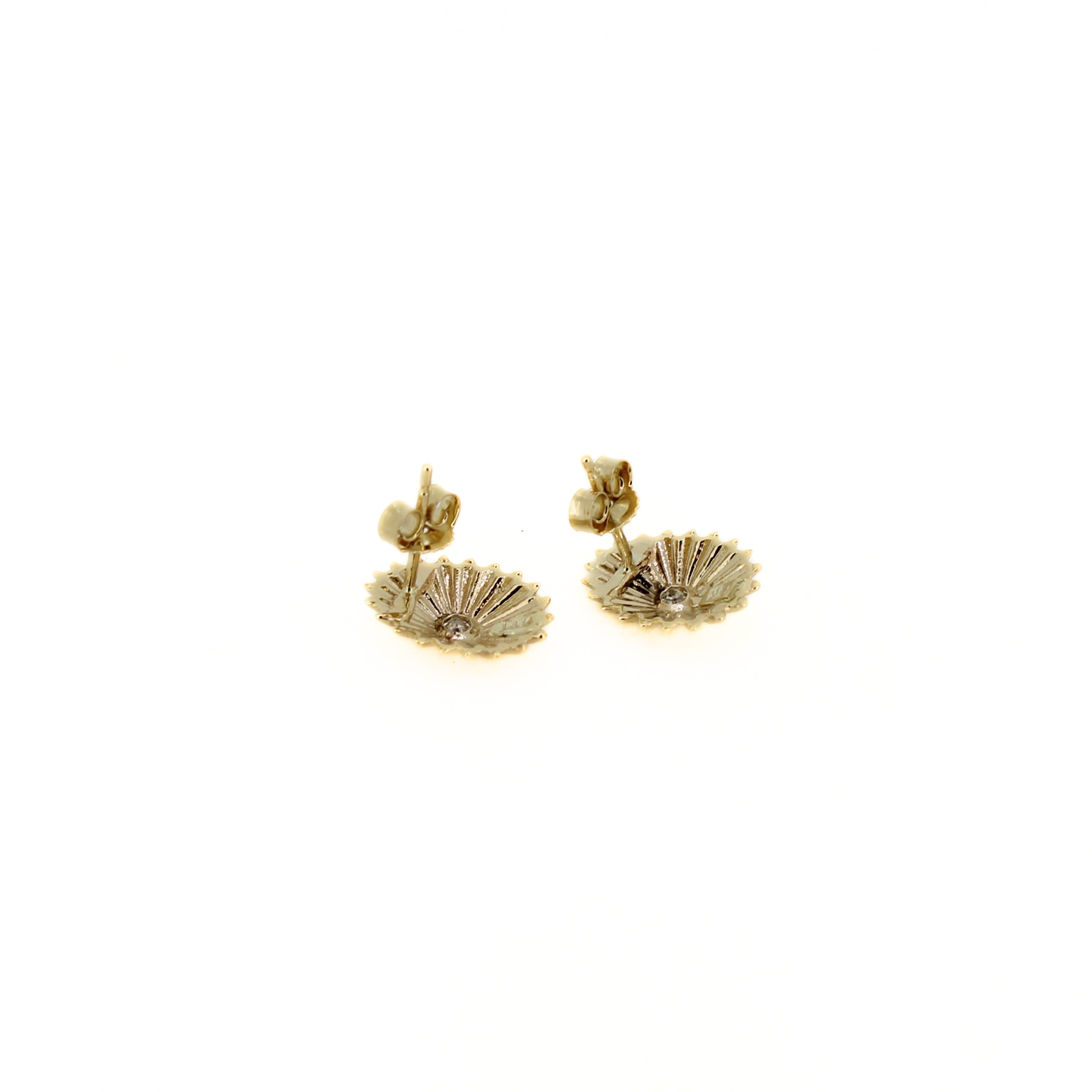 14k Gold Diamond Opihi Shell Stud Earrings